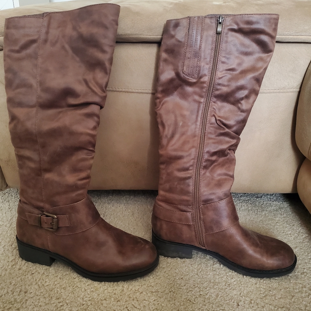 Womens Faux Leather Tall Boots Size 10M